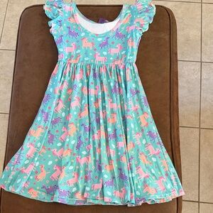 Love & Sprinkles Whimsical Unicorn Print Kids Dress Size 7 New With Tags